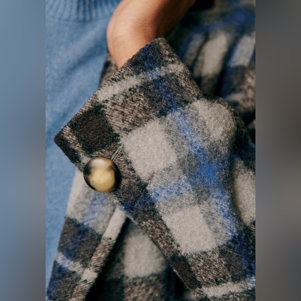 Sézane Viktor Long Wool Coat in Prairie Check NWT - Picture 6 of 11